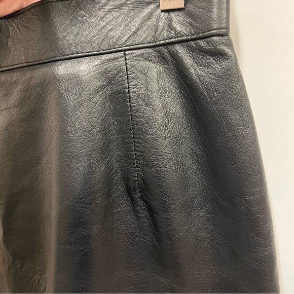 Vintage 80s-90s Sienna New York 100% Leather Seamed Midi Skirt size 10 - Picture 4 of 13